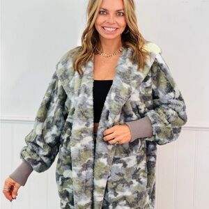 Mystree Green and Gray Teddy Jacket